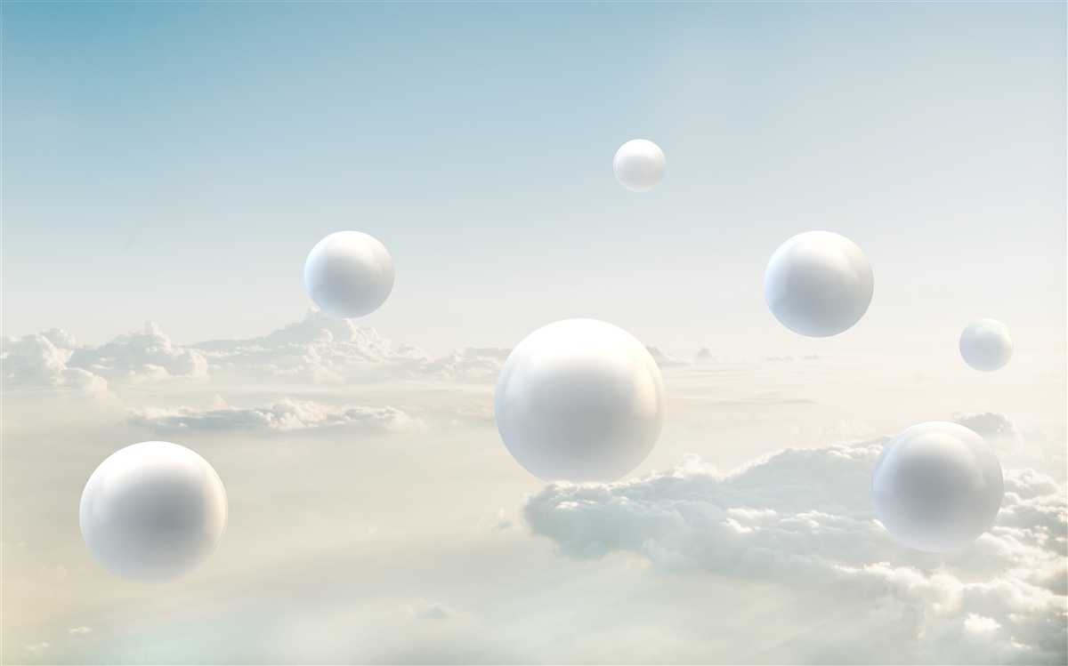 Fototapeta białe kule unoszące się na niebie