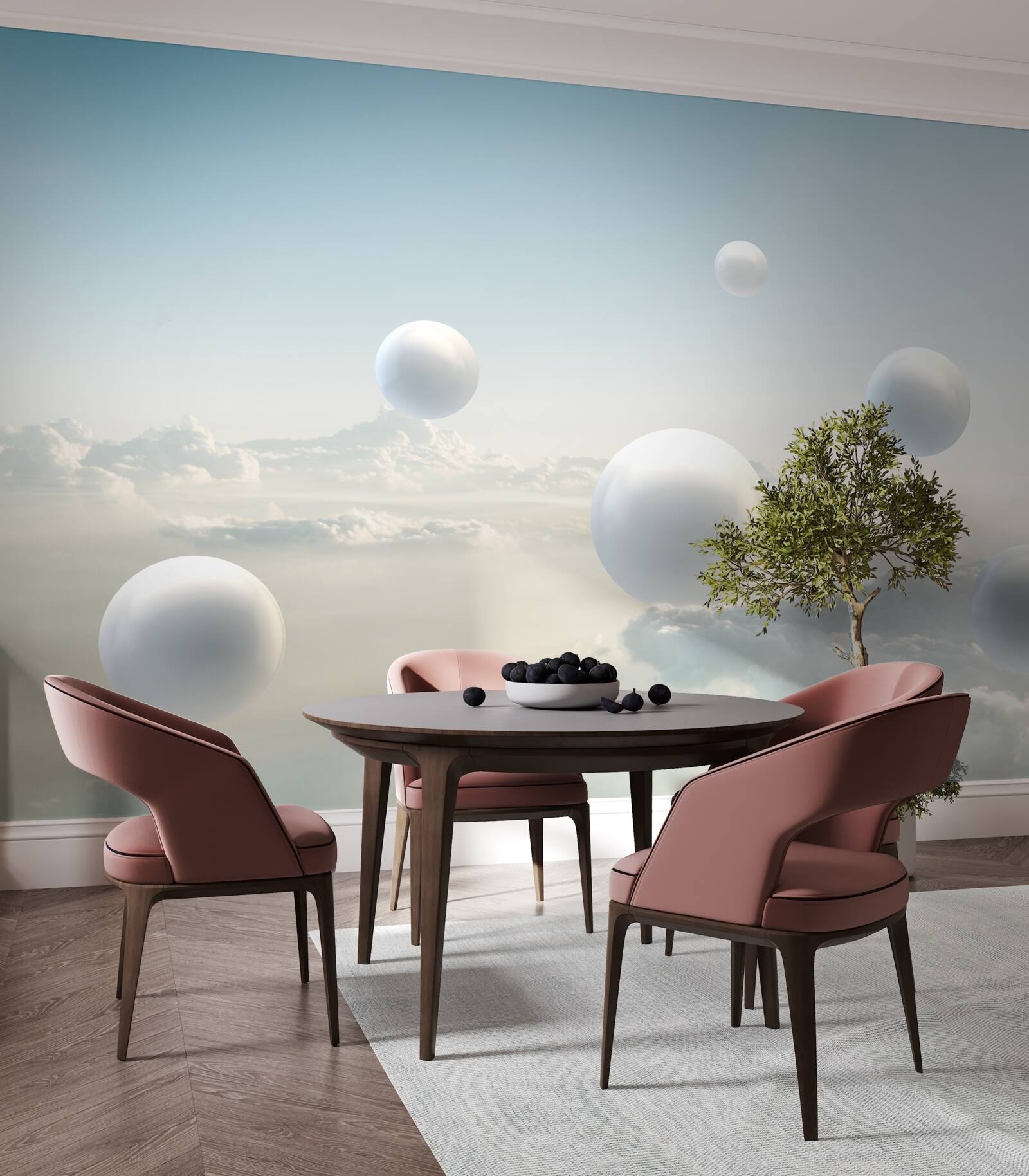 Fototapeta białe kule unoszące się na niebie