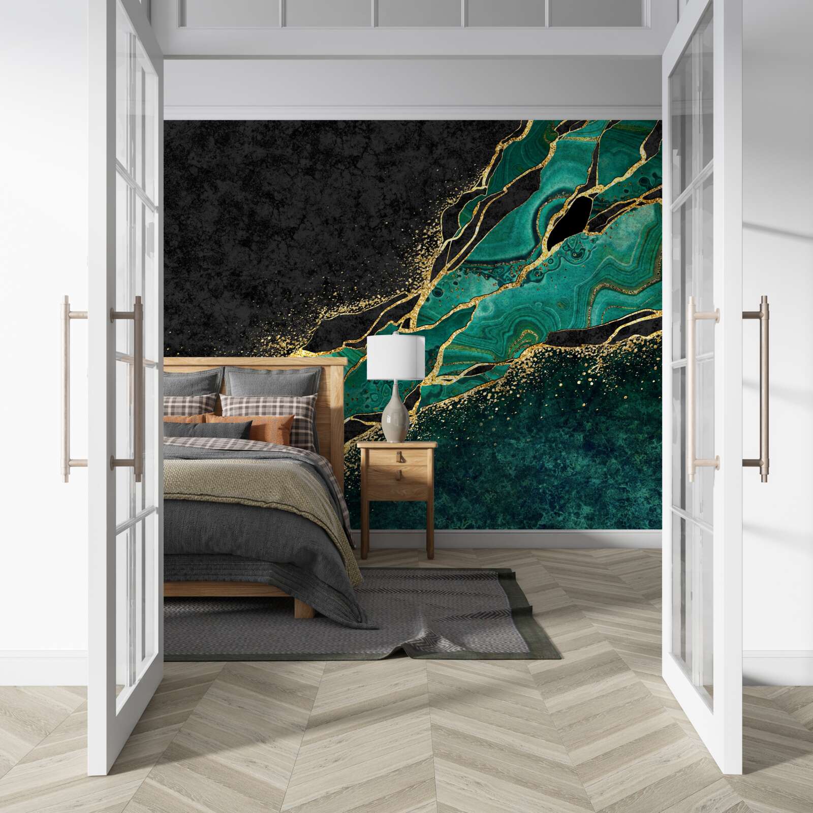 Fototapeta nieprzenikniona głębia morza, pomalowana w odcieniach szmaragdu