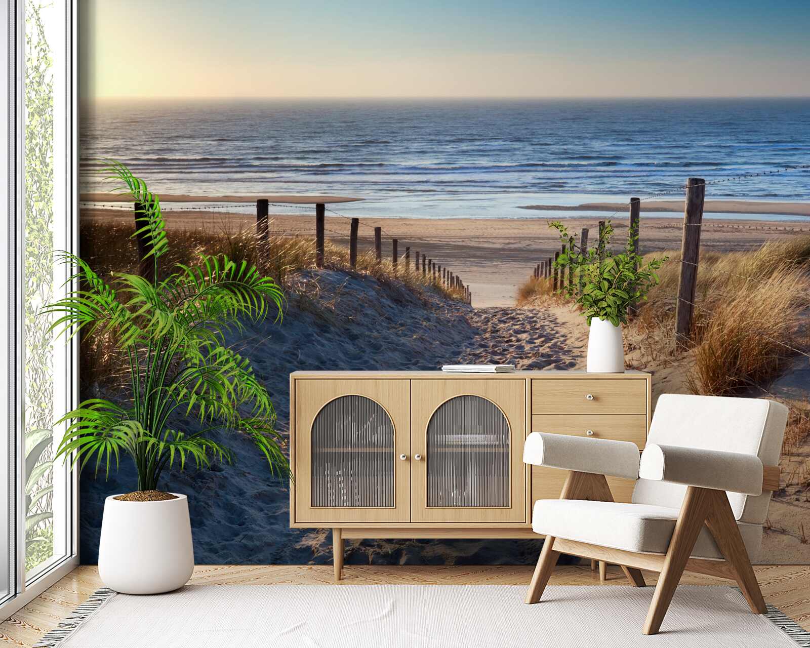 Fototapeta ocean spokojny i plaża z drobnym piaskiem