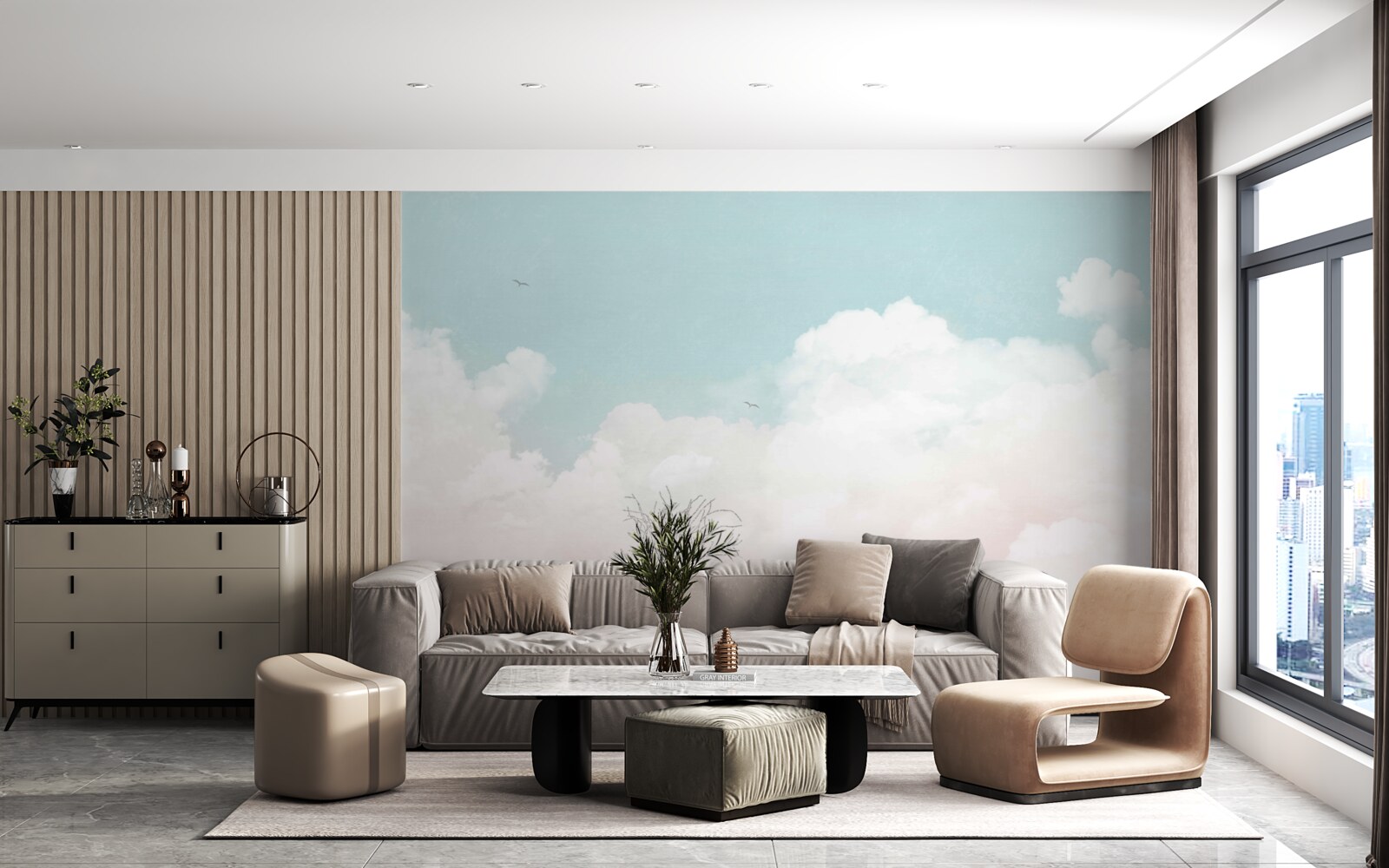 Fototapeta gęste mleczne chmury