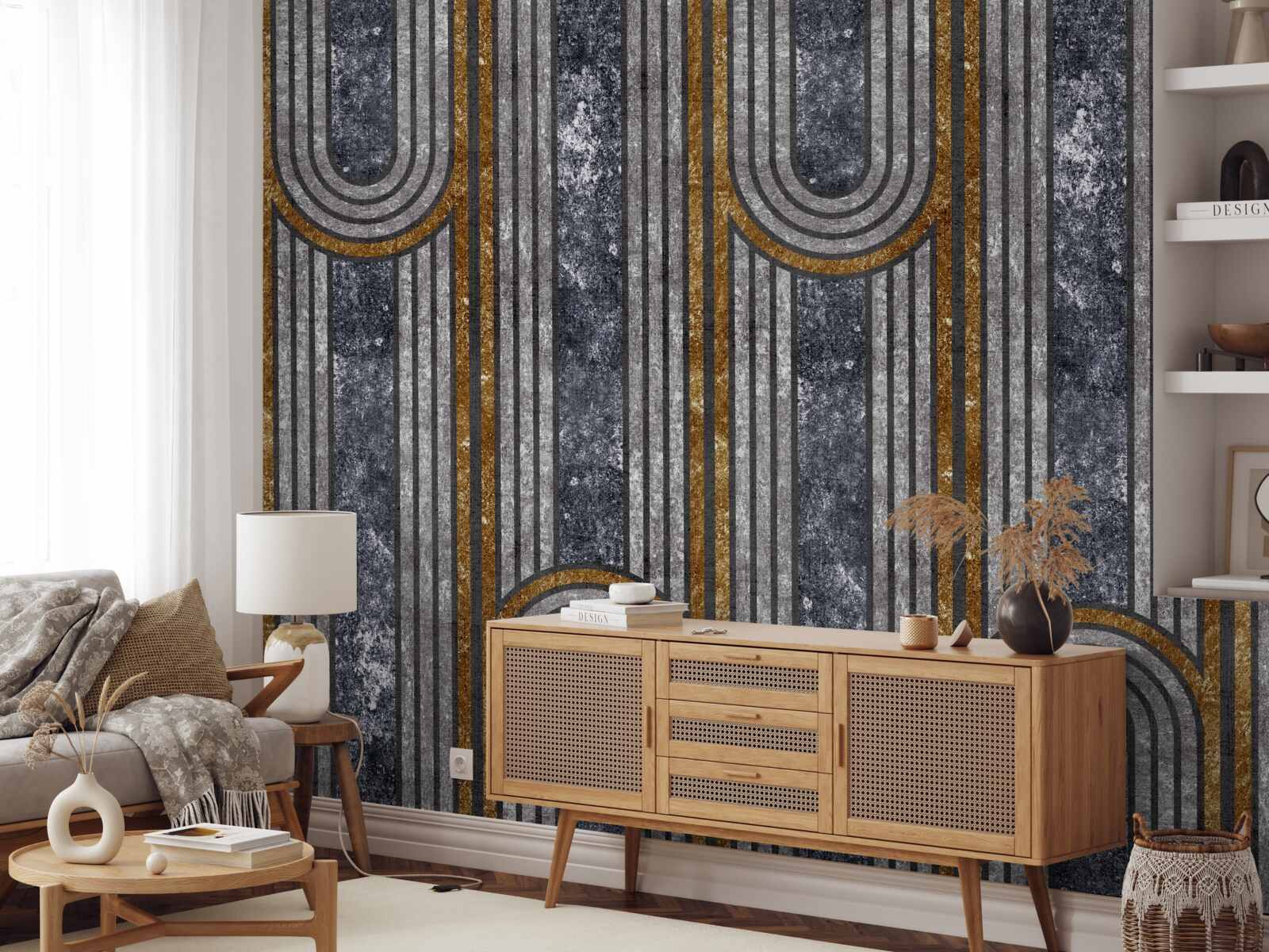 Fototapeta linie pionowe, które pozostają proste i te, które się wyginają