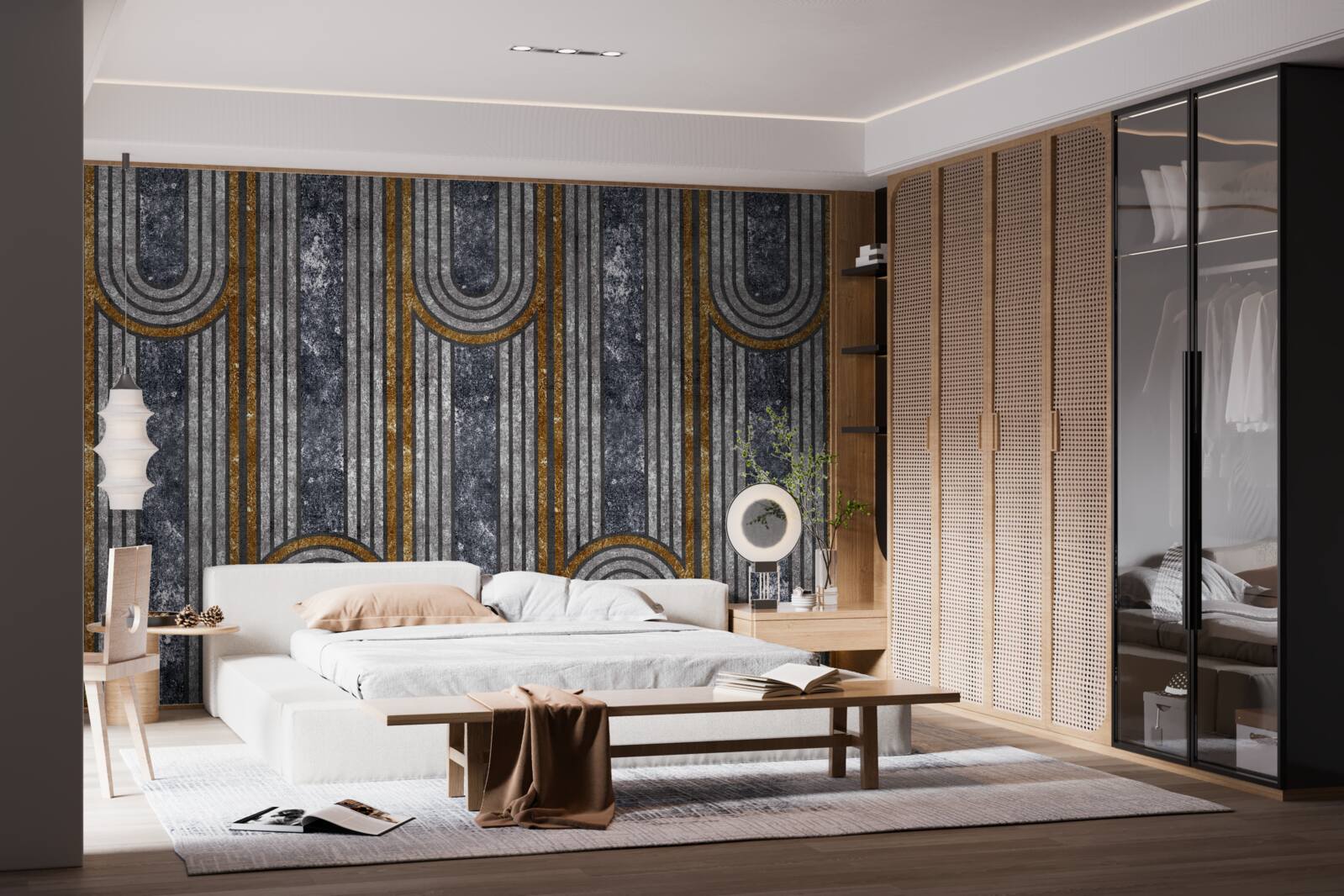 Fototapeta linie pionowe, które pozostają proste i te, które się wyginają