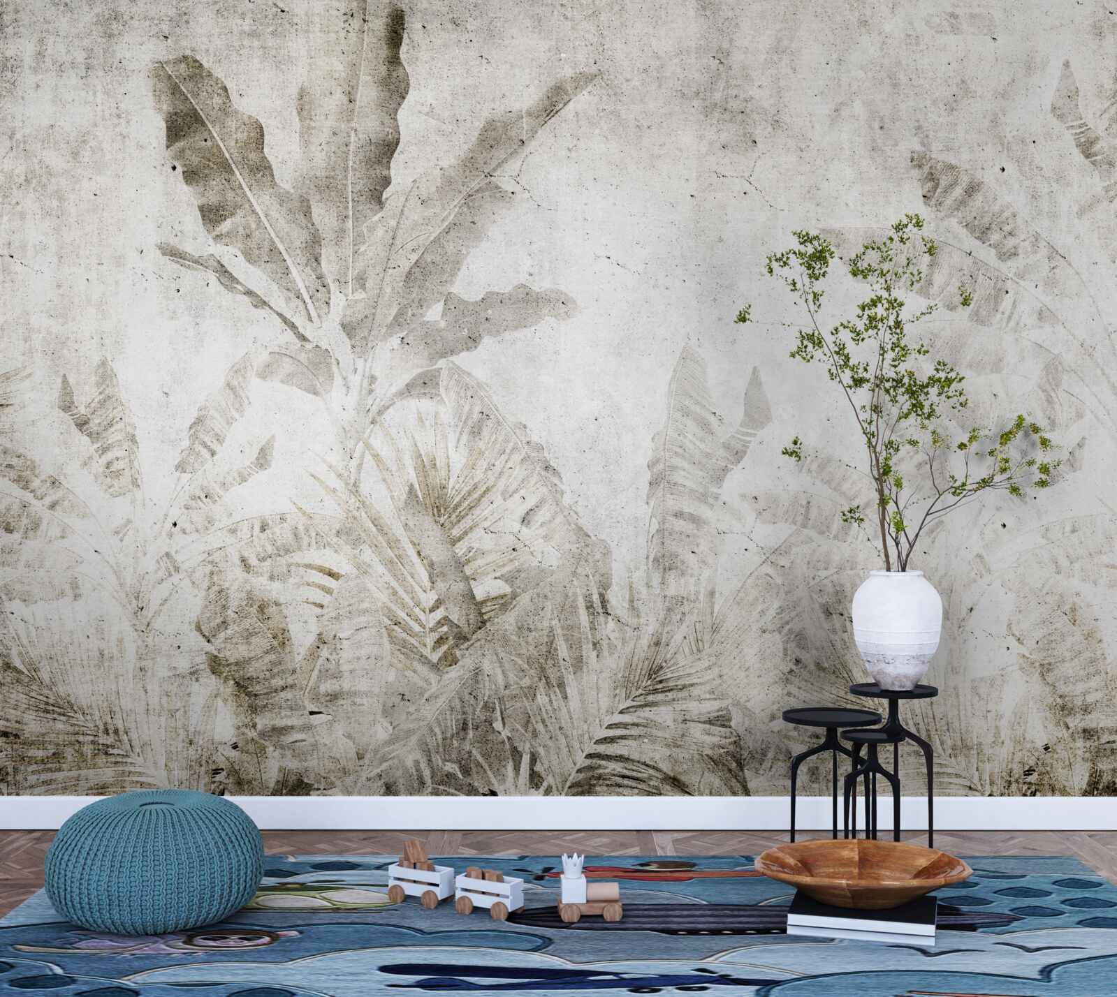 Fototapeta mgła spowija liście drzew tropikalnych