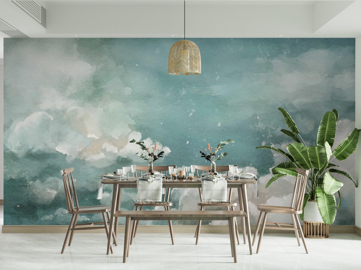 Fototapeta chmury nad spokojną powierzchnią wody