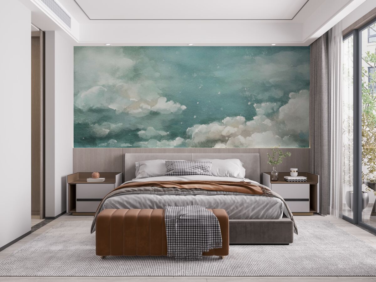 Fototapeta chmury nad spokojną powierzchnią wody