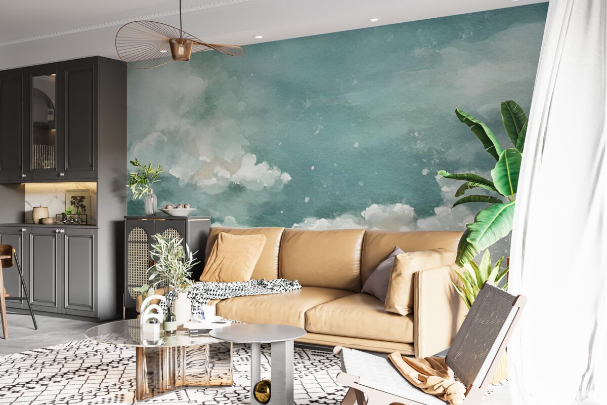 Fototapeta chmury nad spokojną powierzchnią wody