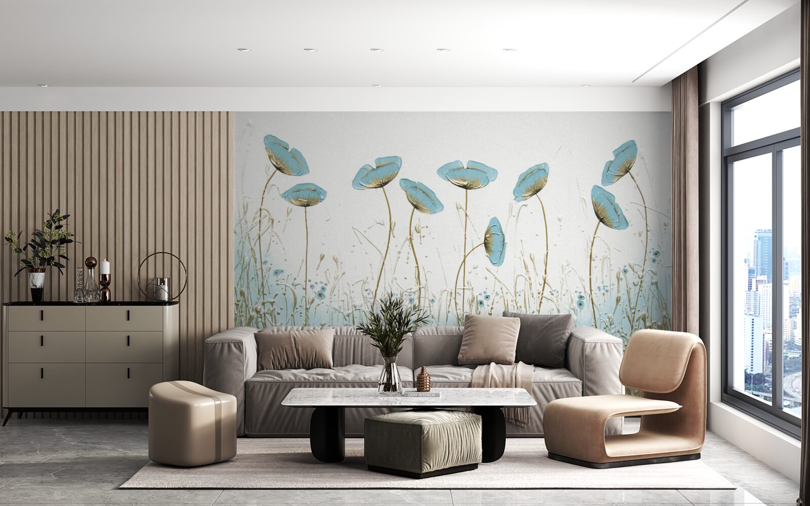 Fototapeta smukłe niebieskie maki