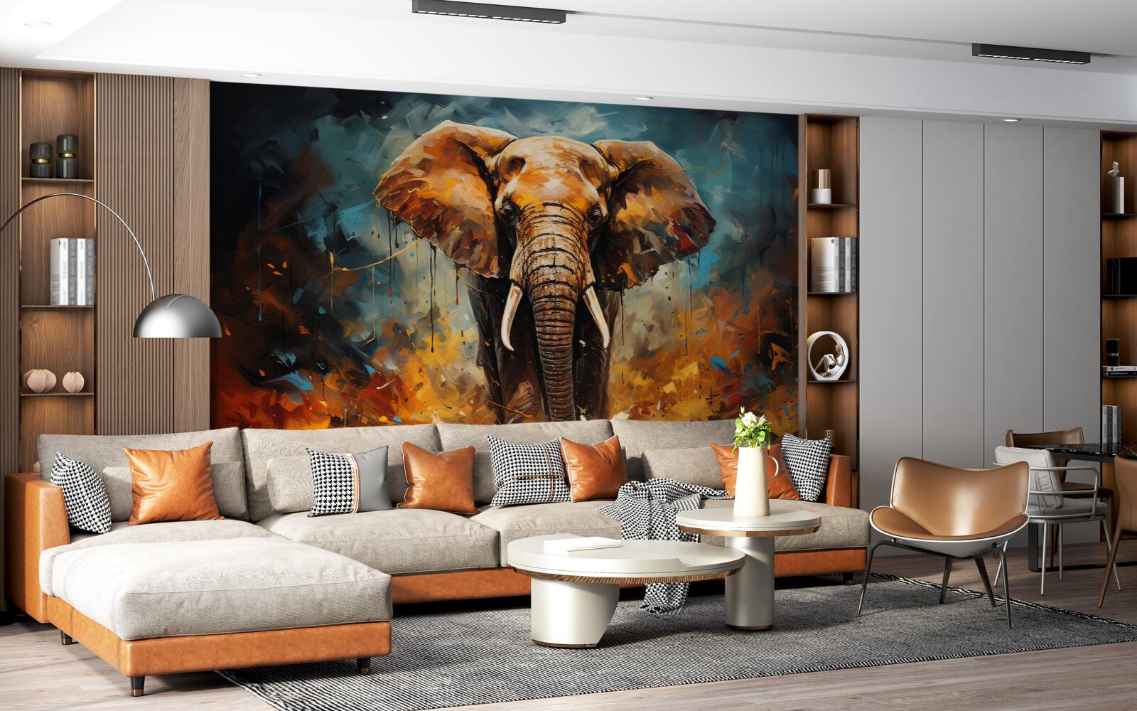 Fototapeta potężny słoń spaceruje o zmierzchu