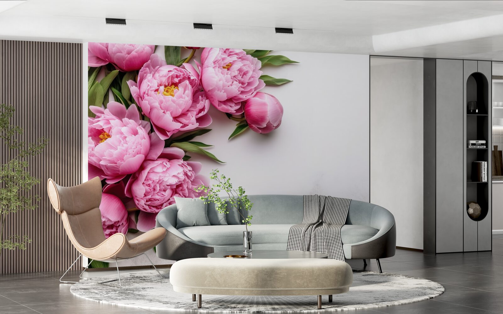 Fototapeta duże kwiatostany różowych piwonii