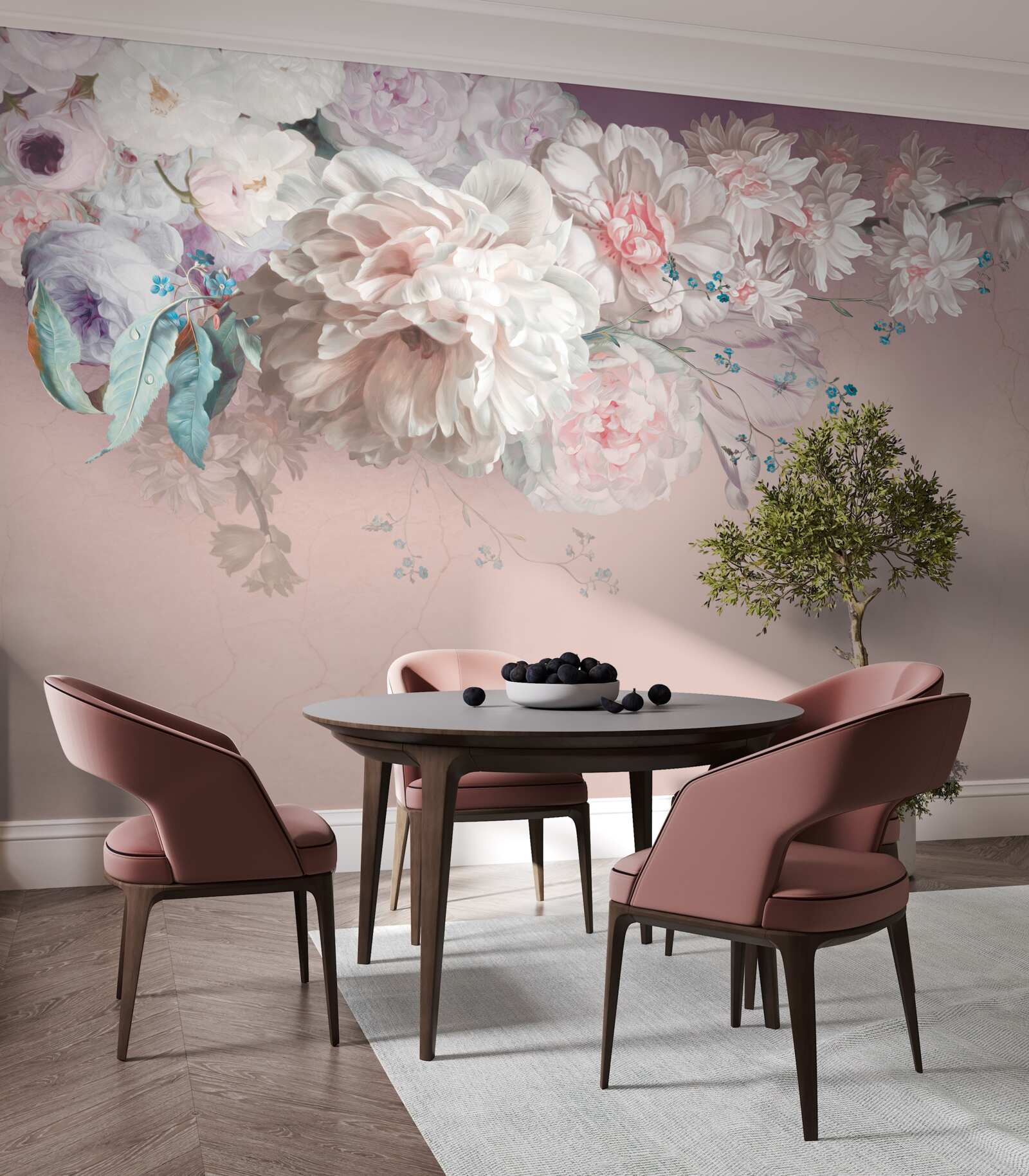 Fototapeta na jednej gałązce rozwijają się delikatne, jasne pąki