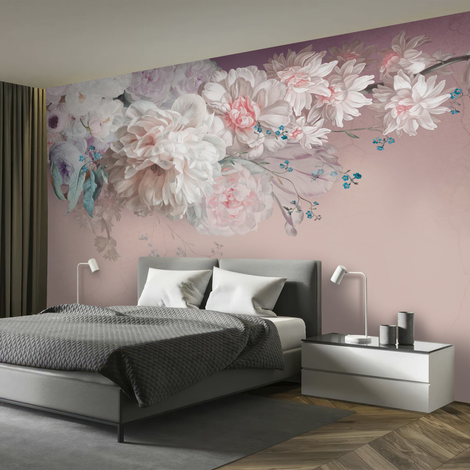 Fototapeta na jednej gałązce rozwijają się delikatne, jasne pąki