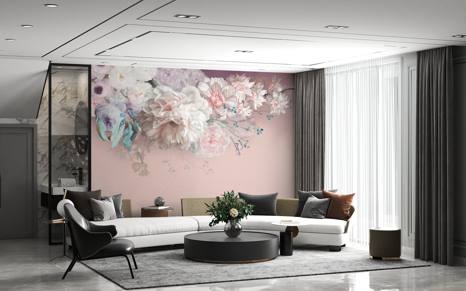 Fototapeta na jednej gałązce rozwijają się delikatne, jasne pąki