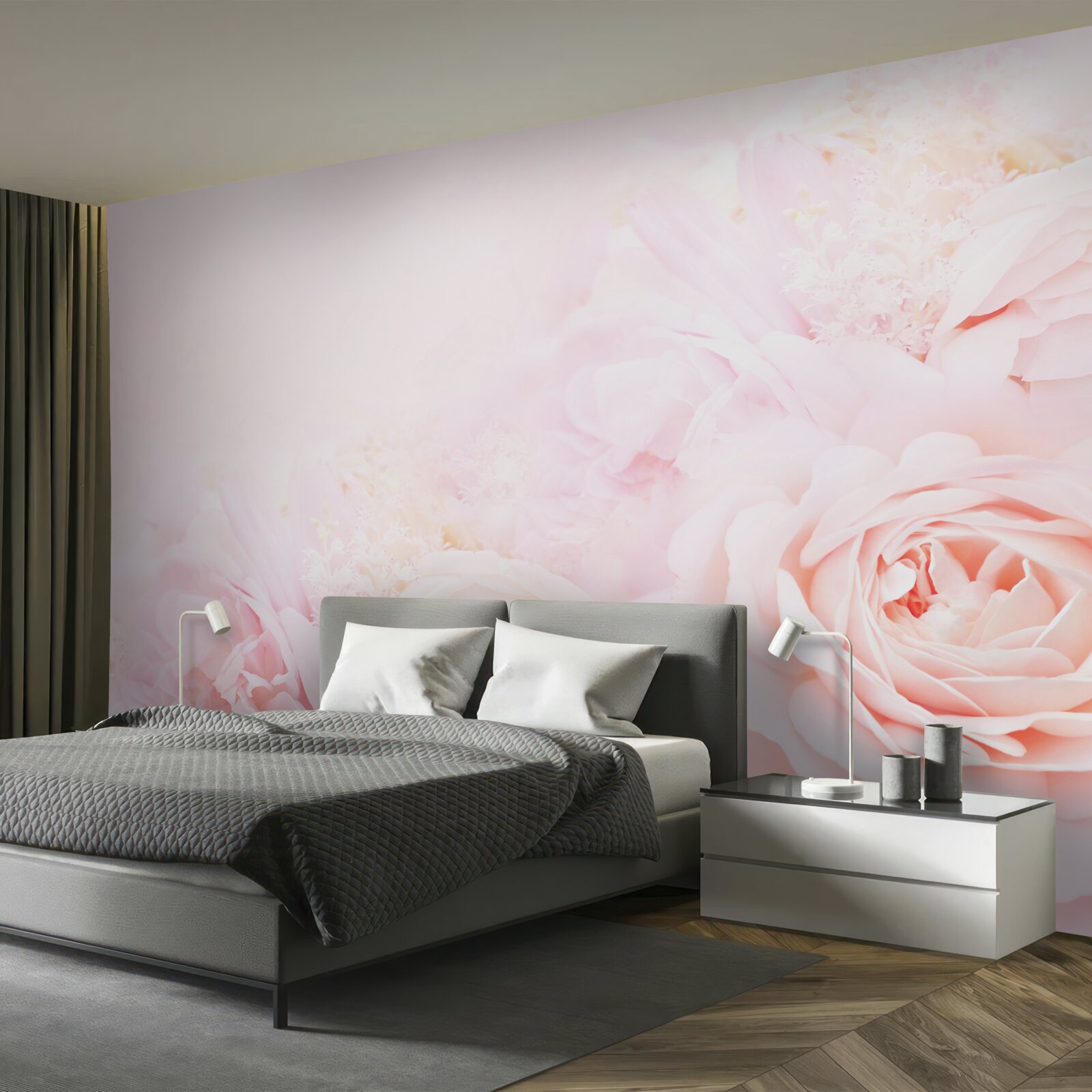 Fototapeta miękkie różowe kwiaty róży