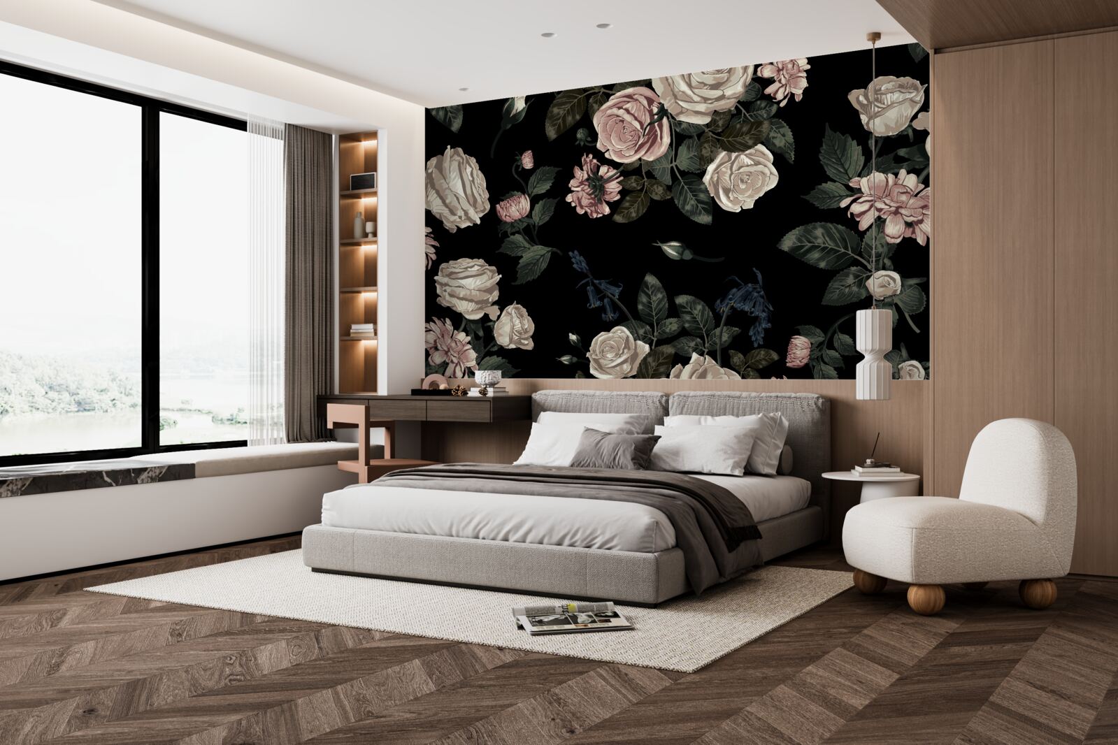 Fototapeta jasne pąki kontrastują z ciemnym tłem