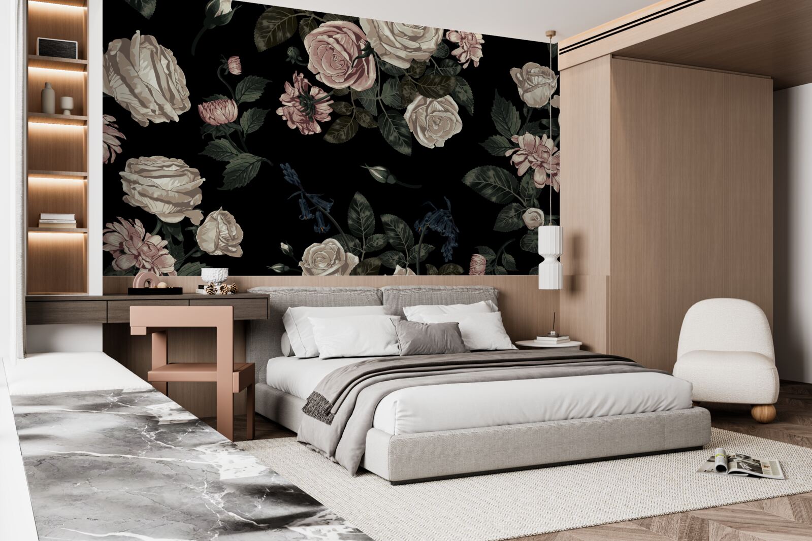 Fototapeta jasne pąki kontrastują z ciemnym tłem