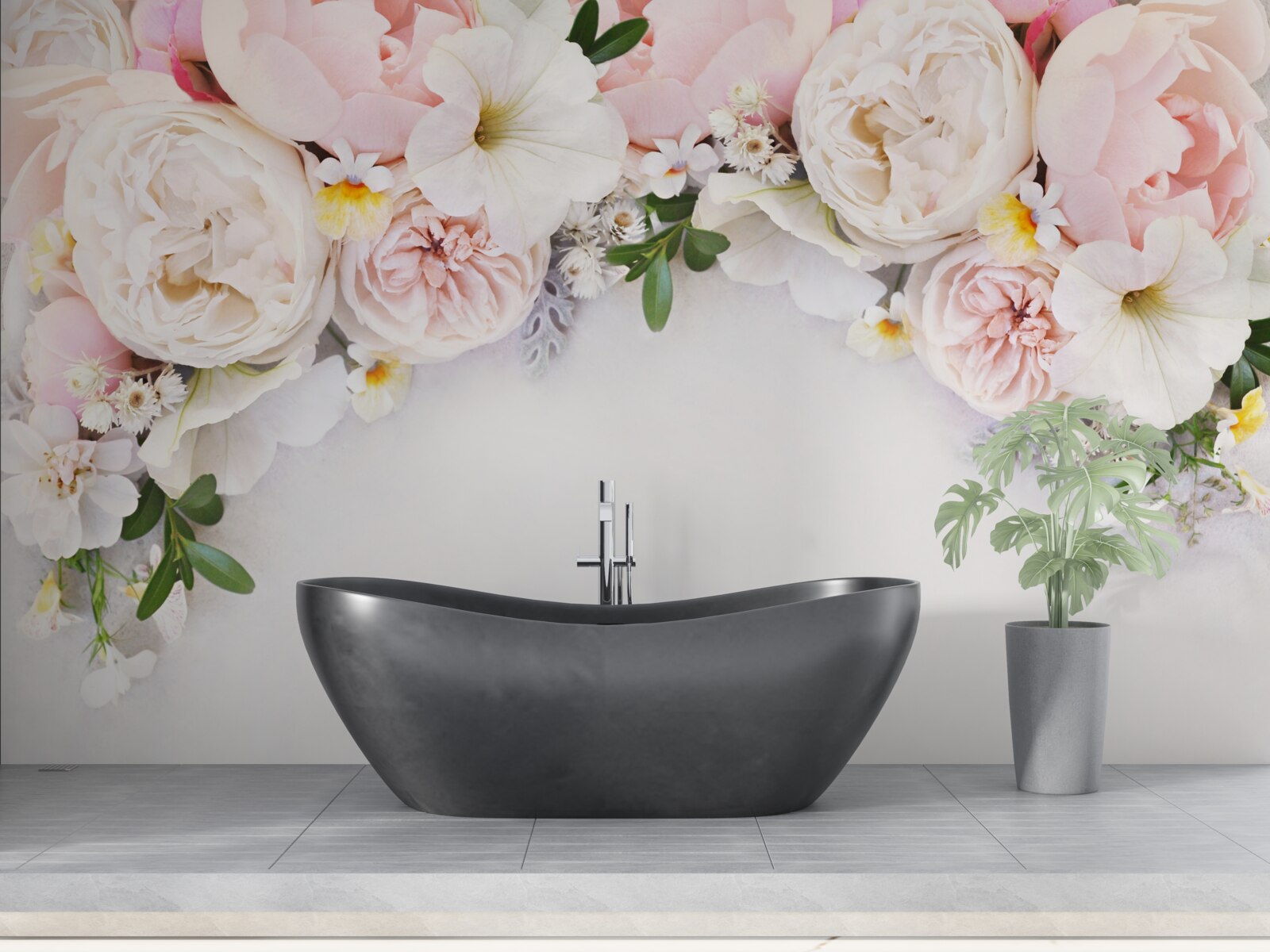 Fototapeta gałąź dużych piwonii w jasnoróżowym kolorze