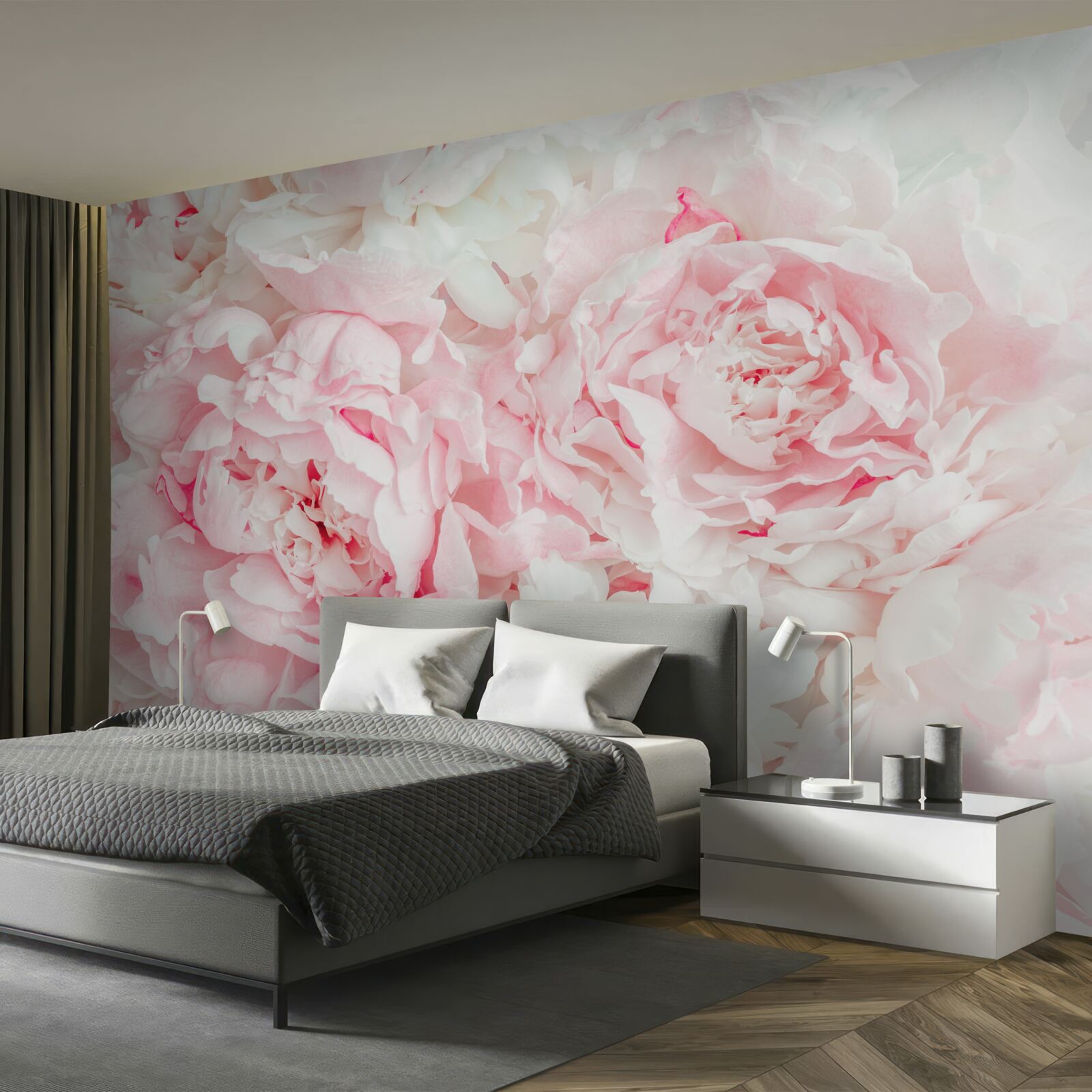 Fototapeta kwiaty białe z dużymi liśćmi