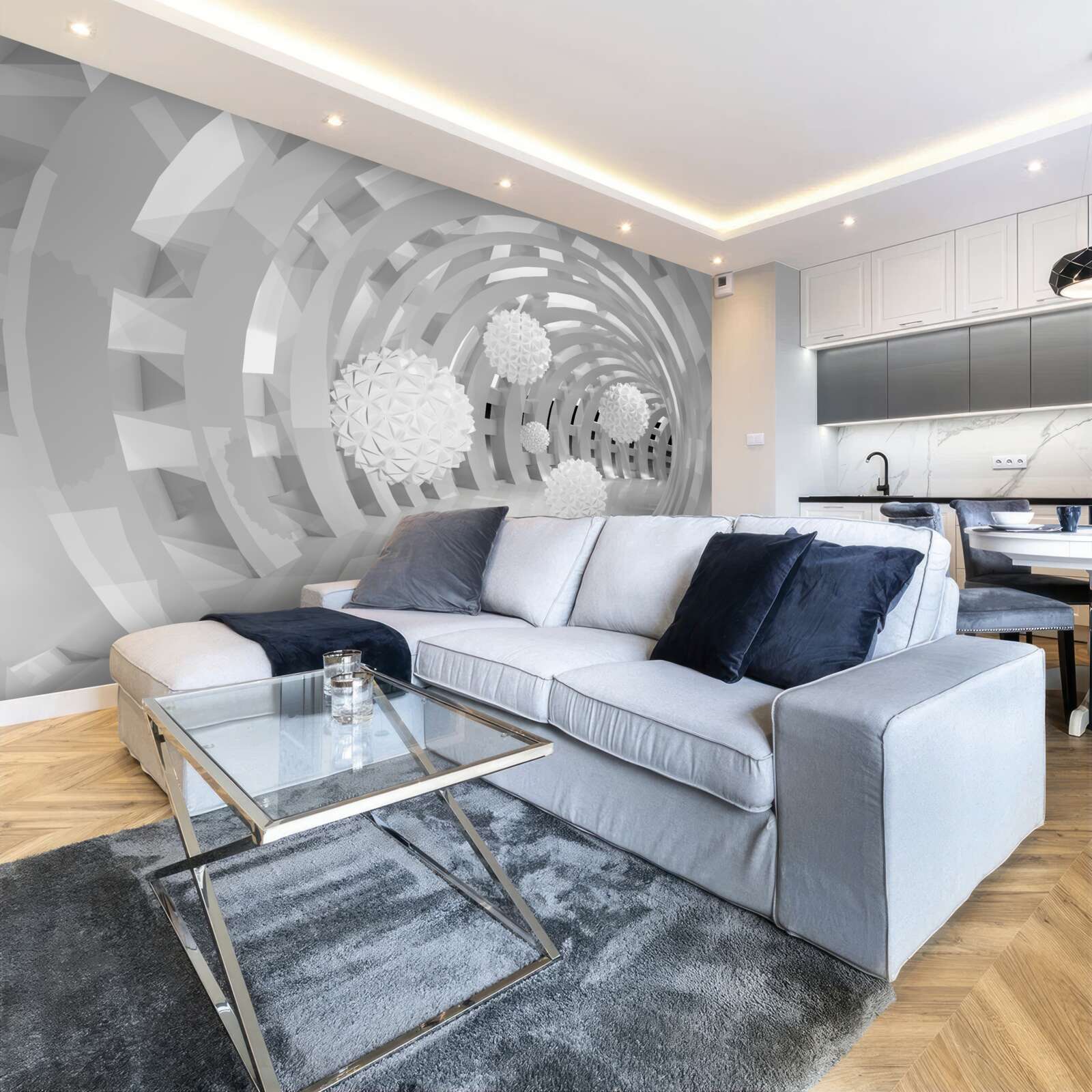 Fototapeta okrągłe łuki z białymi kulkami