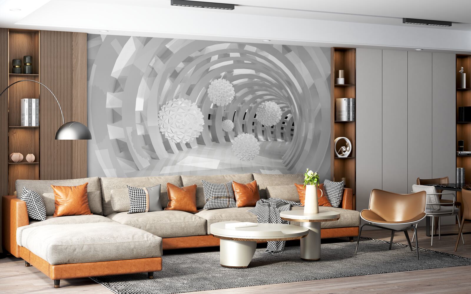 Fototapeta okrągłe łuki z białymi kulkami