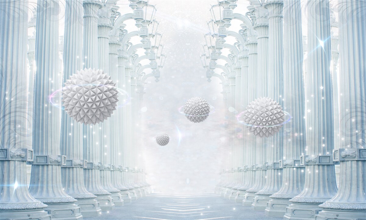 Fototapeta kolumnada nieskończoności i białe kule