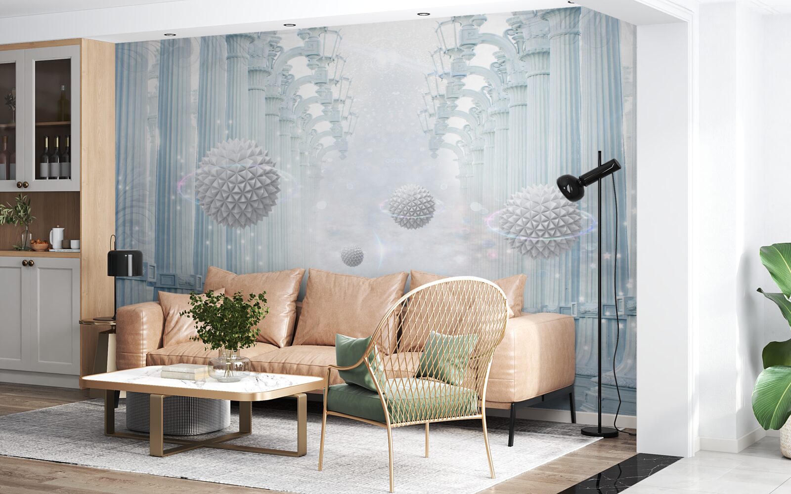 Fototapeta kolumnada nieskończoności i białe kule