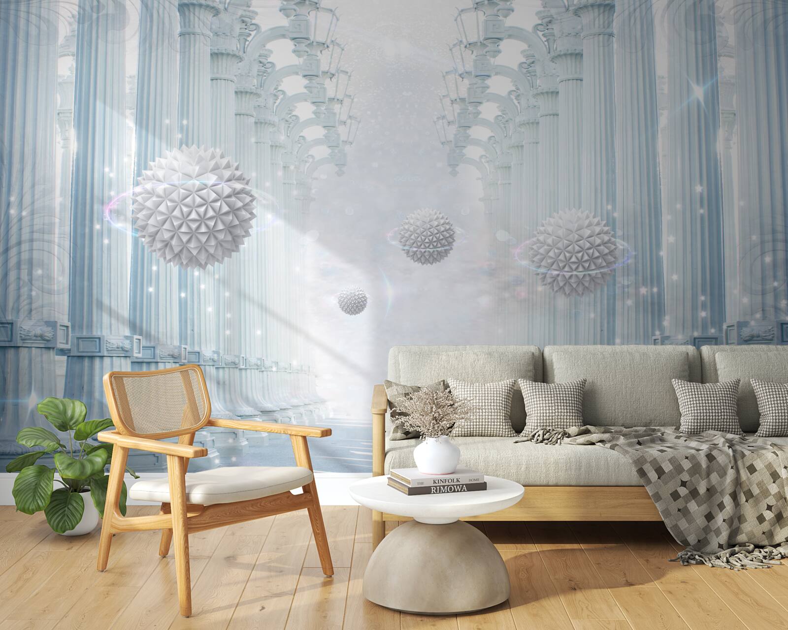 Fototapeta kolumnada nieskończoności i białe kule