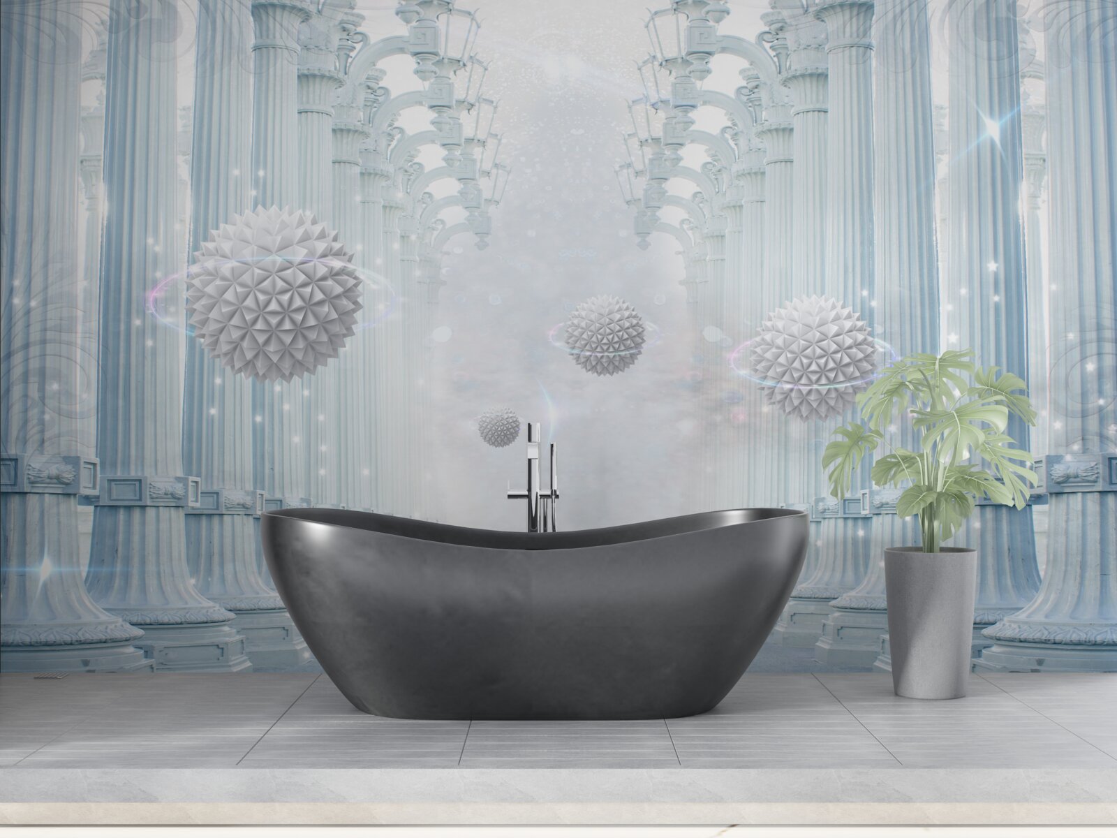 Fototapeta kolumnada nieskończoności i białe kule