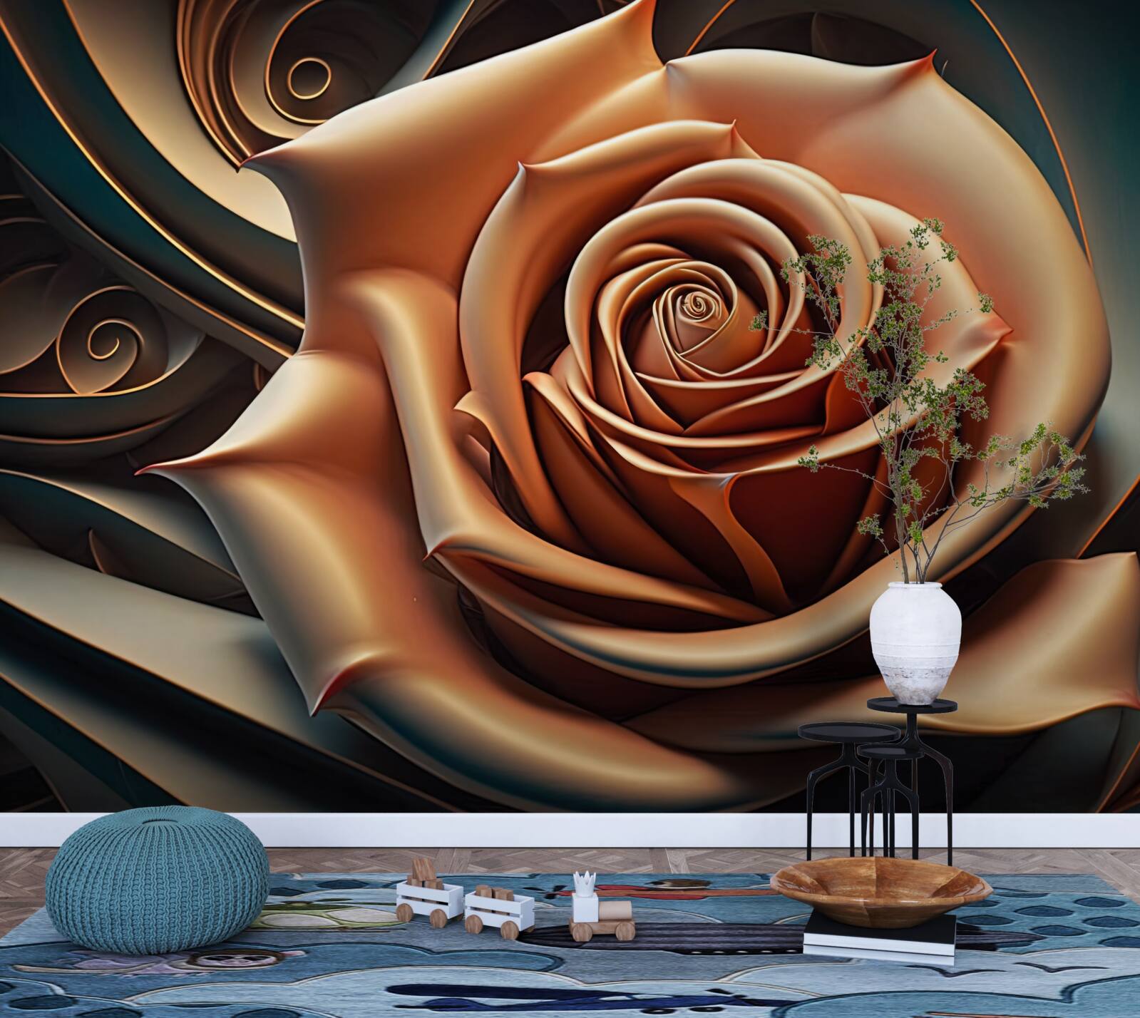 Fototapeta brązowa metalowa róża