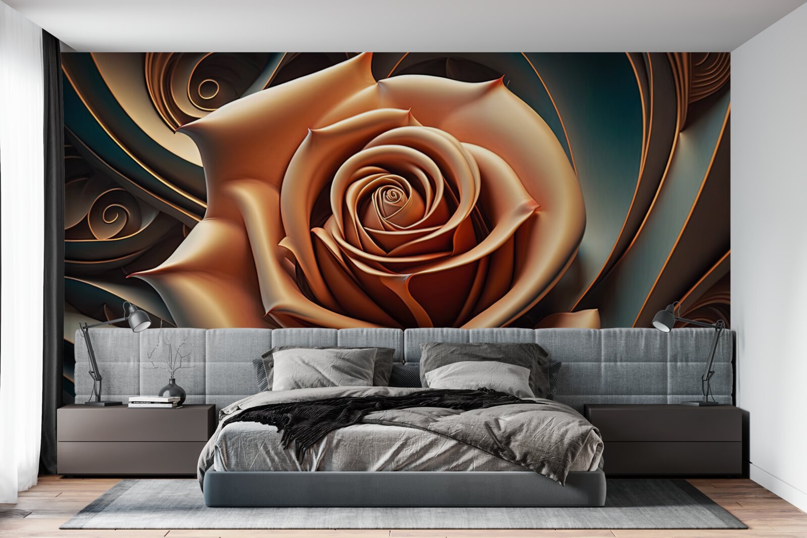 Fototapeta brązowa metalowa róża