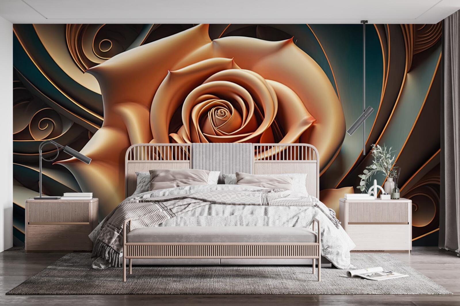 Fototapeta brązowa metalowa róża