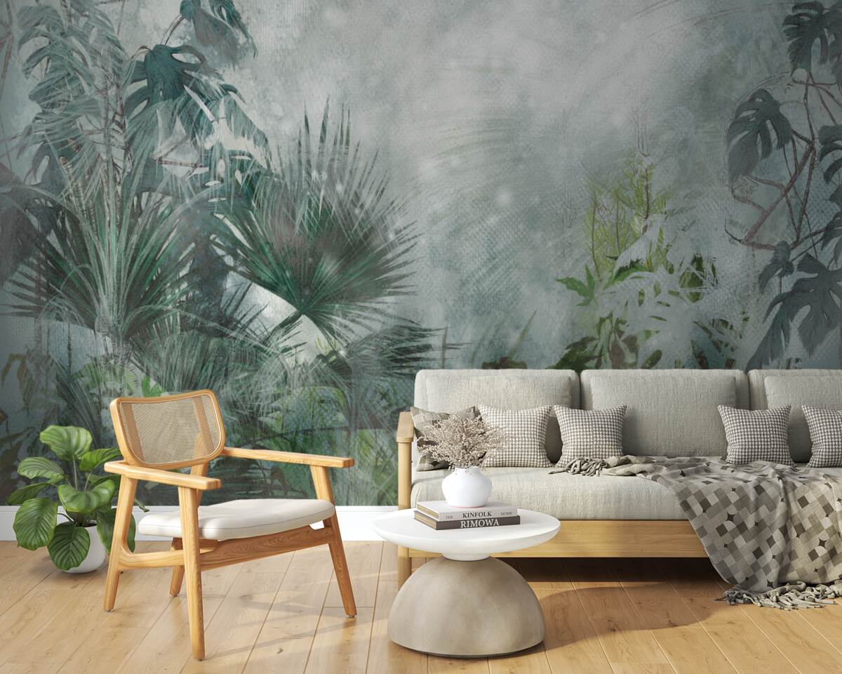 Fototapeta tropikalny poranek na wodzie spowitej mgłą