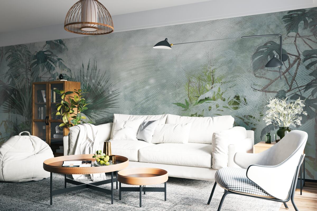 Fototapeta tropikalny poranek na wodzie spowitej mgłą