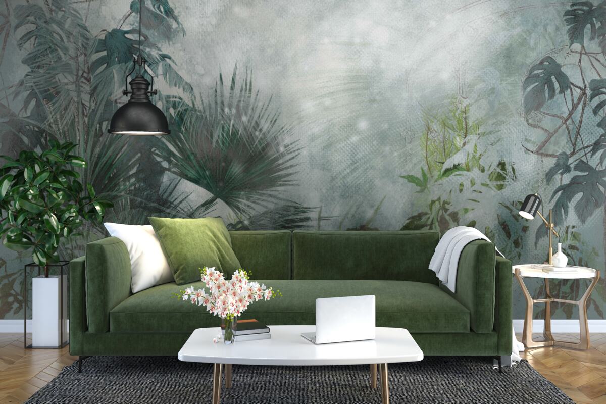 Fototapeta tropikalny poranek na wodzie spowitej mgłą