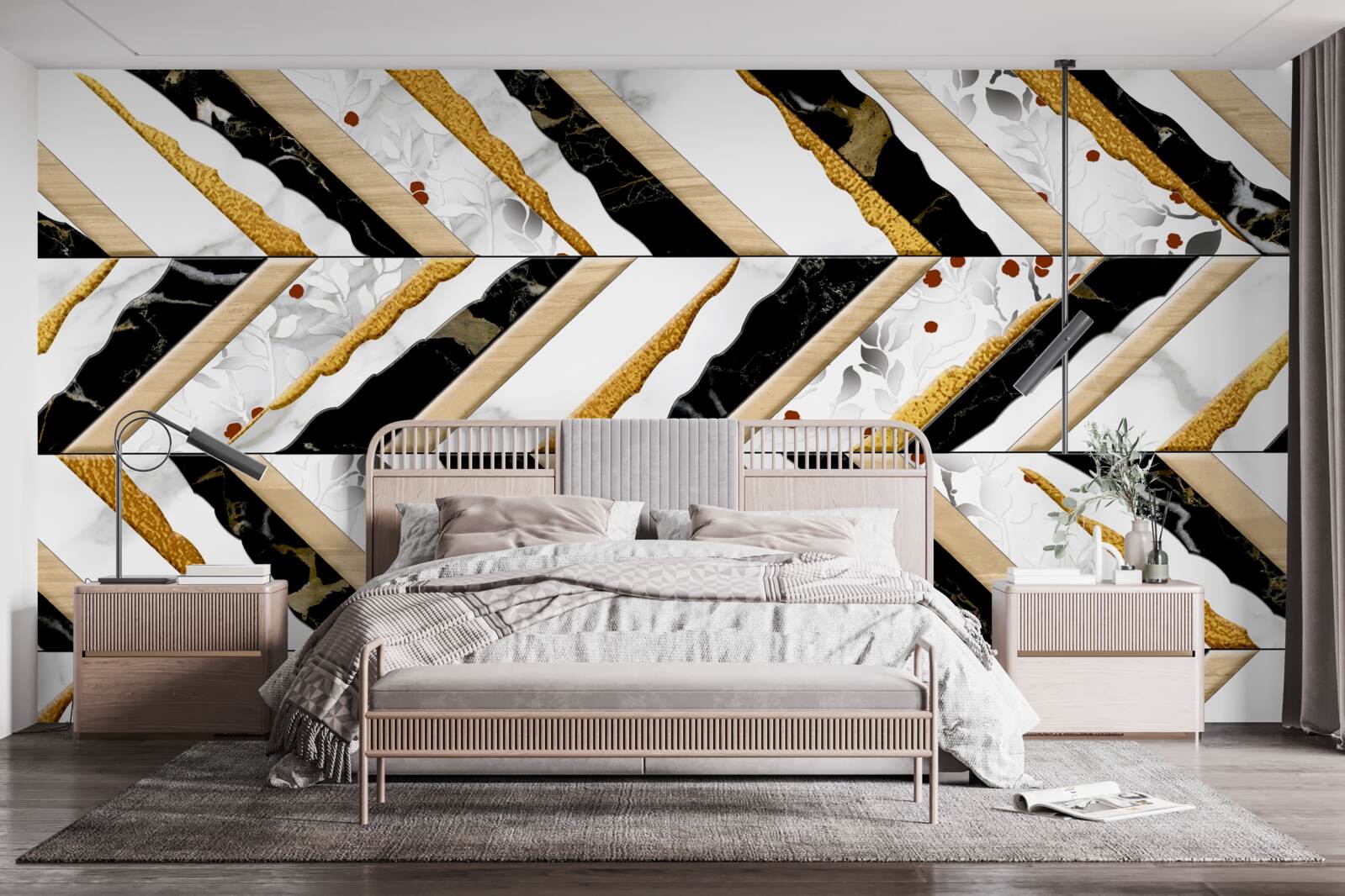 Fototapeta olśniewające linie tańczą zygzakiem w lustrzanym odbiciu