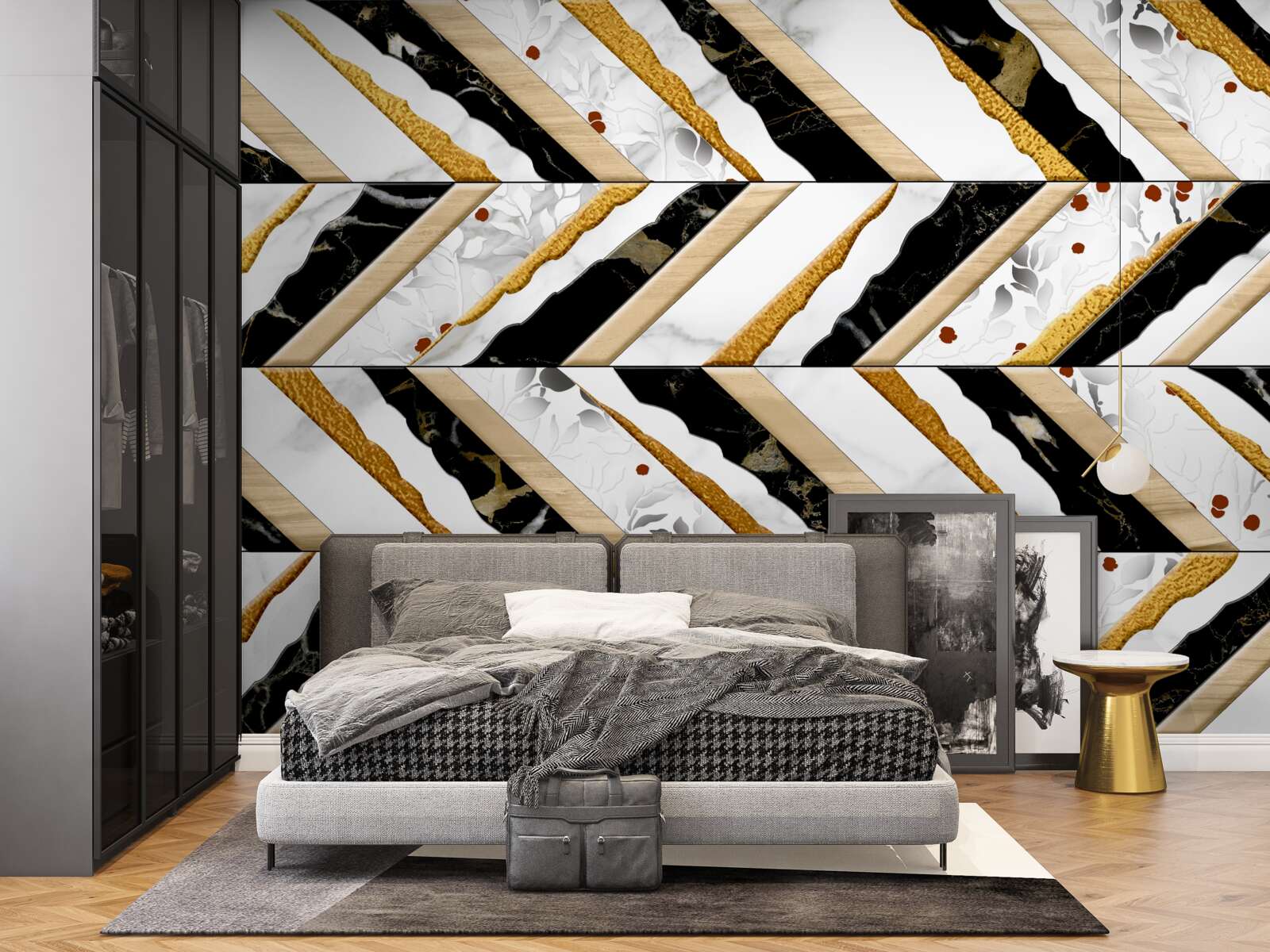 Fototapeta olśniewające linie tańczą zygzakiem w lustrzanym odbiciu