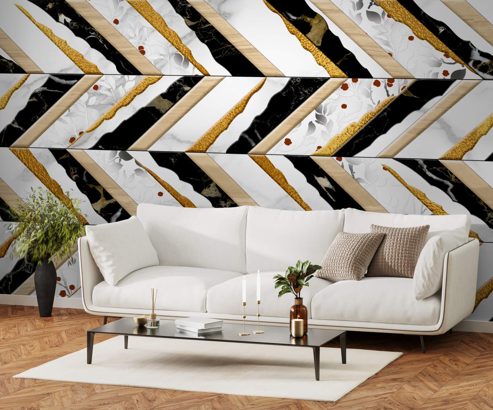 Fototapeta olśniewające linie tańczą zygzakiem w lustrzanym odbiciu