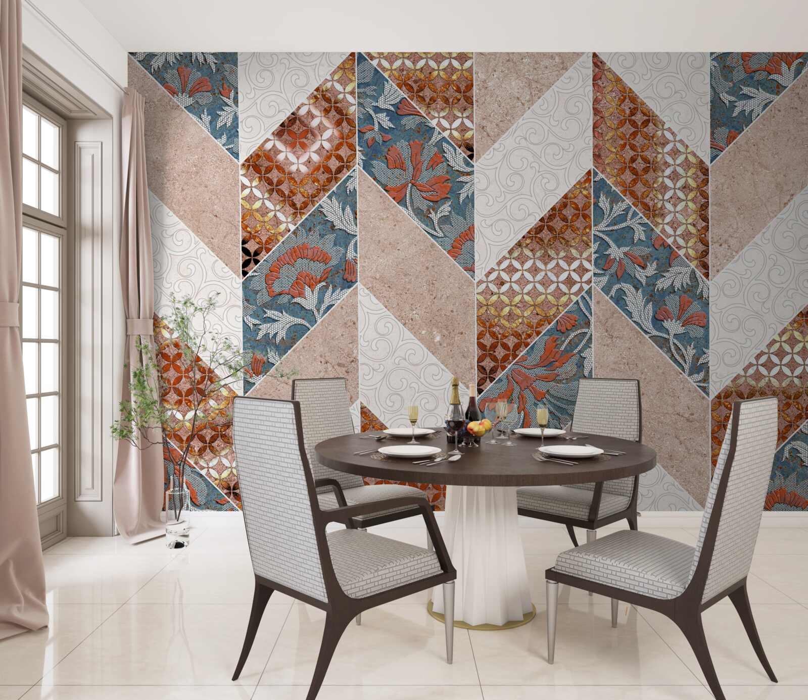 Fototapeta rozjaśnione geometryczne kształty w lustrzanym odbiciu