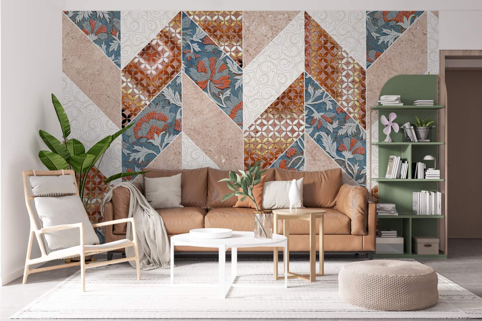 Fototapeta rozjaśnione geometryczne kształty w lustrzanym odbiciu