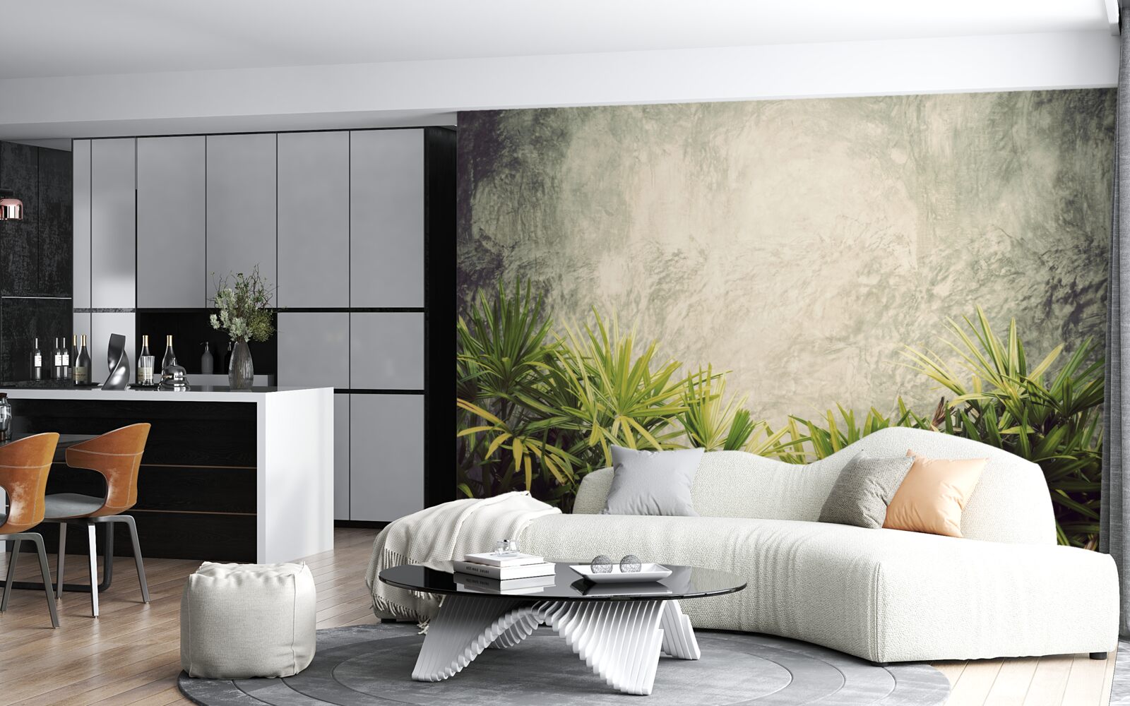 Fototapeta mglisty koc spowija zielone rośliny w dżungli