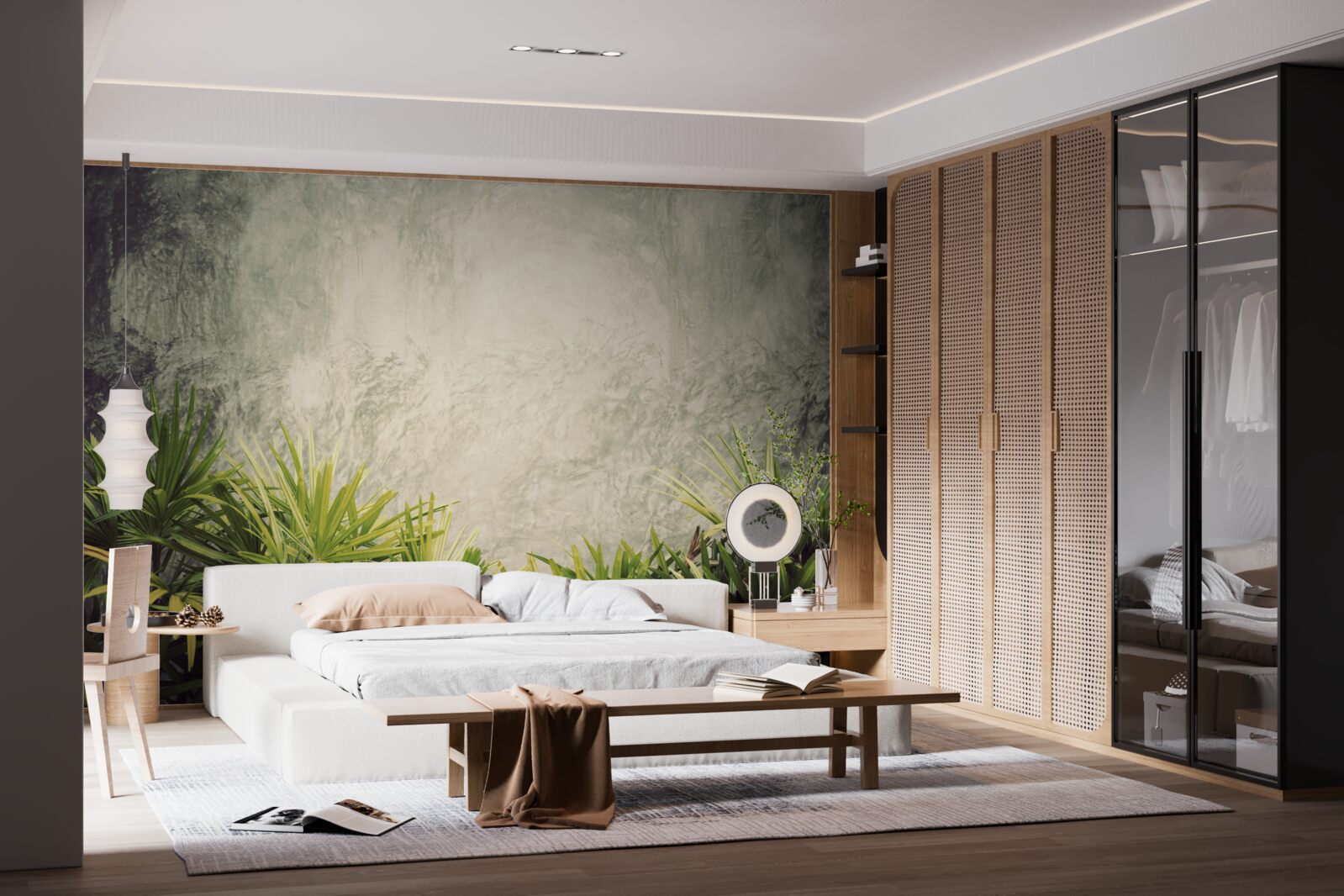 Fototapeta mglisty koc spowija zielone rośliny w dżungli