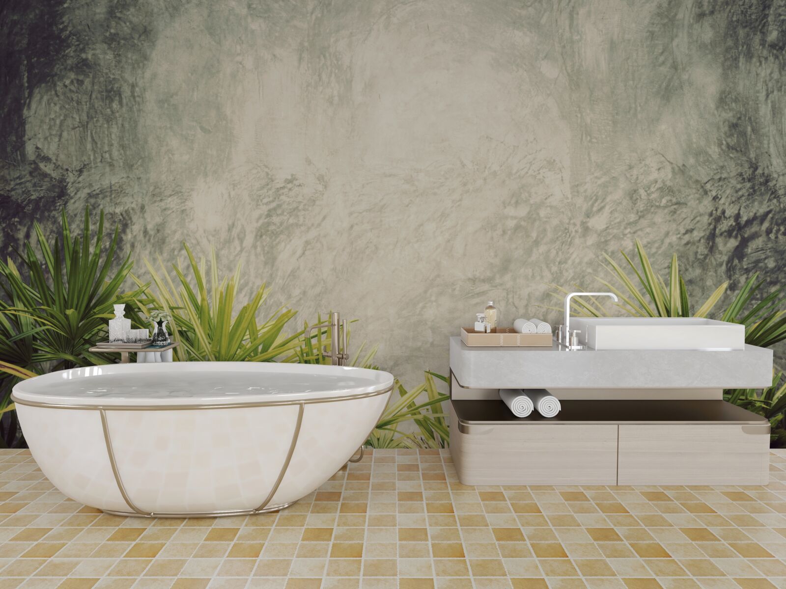 Fototapeta mglisty koc spowija zielone rośliny w dżungli