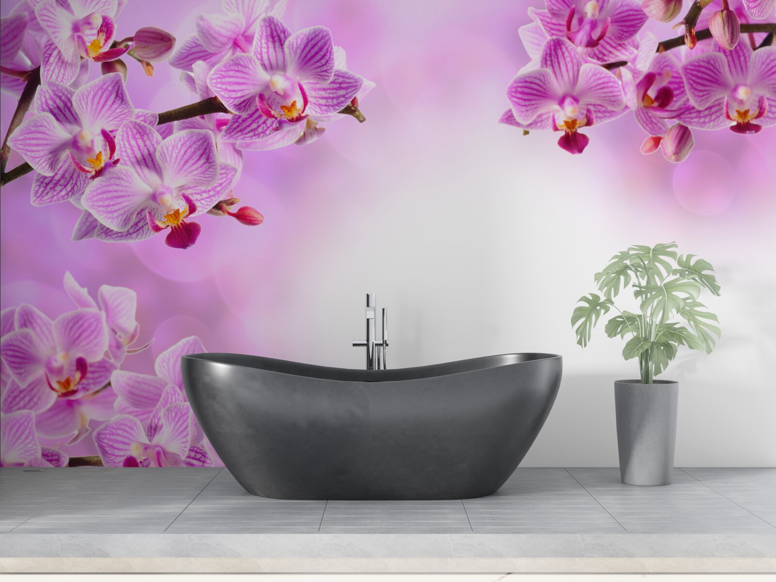 Fototapeta liliowe gałęzie orchidei pokryte kwiatami