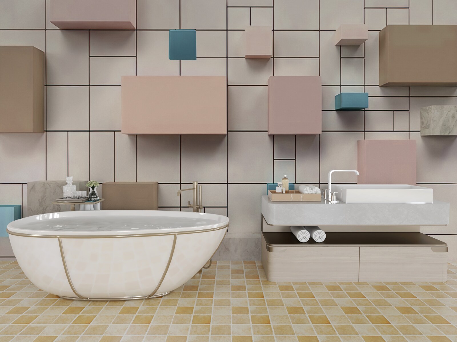 Fototapeta przestronne prostokąty unoszące się w powietrzu