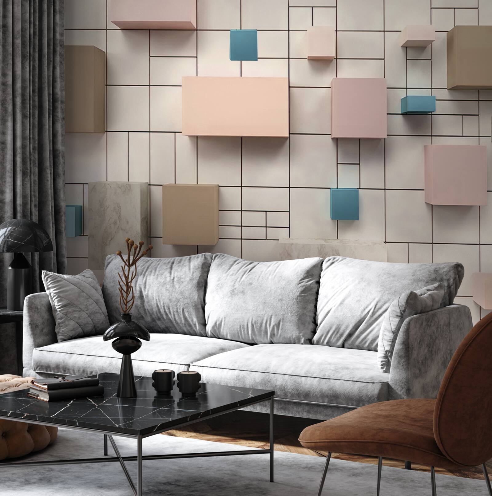 Fototapeta przestronne prostokąty unoszące się w powietrzu