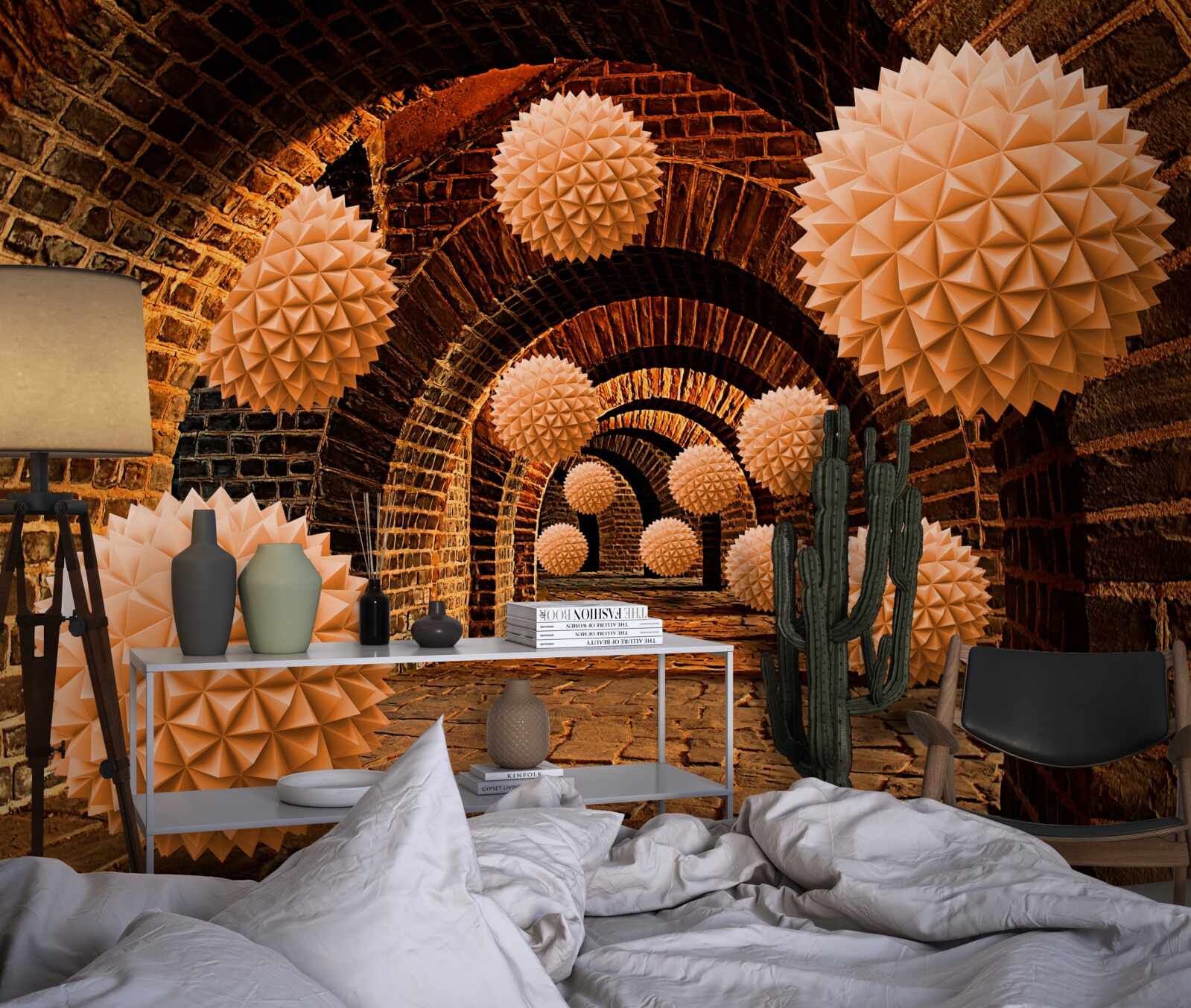 Fototapeta ostre brązowe kule i łuki z kamienia