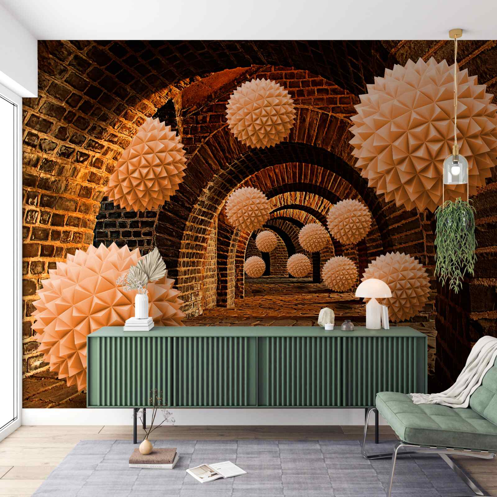 Fototapeta ostre brązowe kule i łuki z kamienia