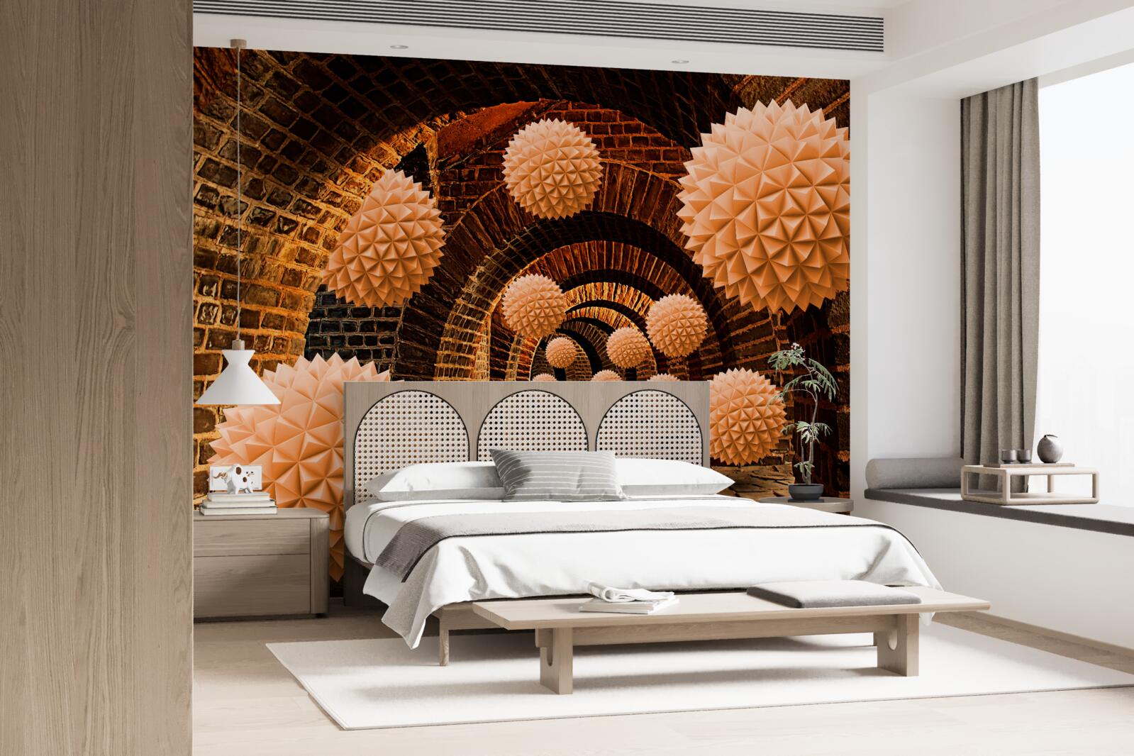 Fototapeta ostre brązowe kule i łuki z kamienia