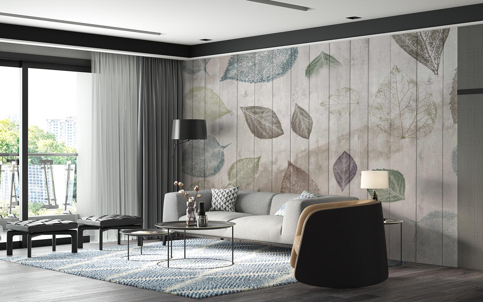 Fototapeta akwarela ślady jesieni