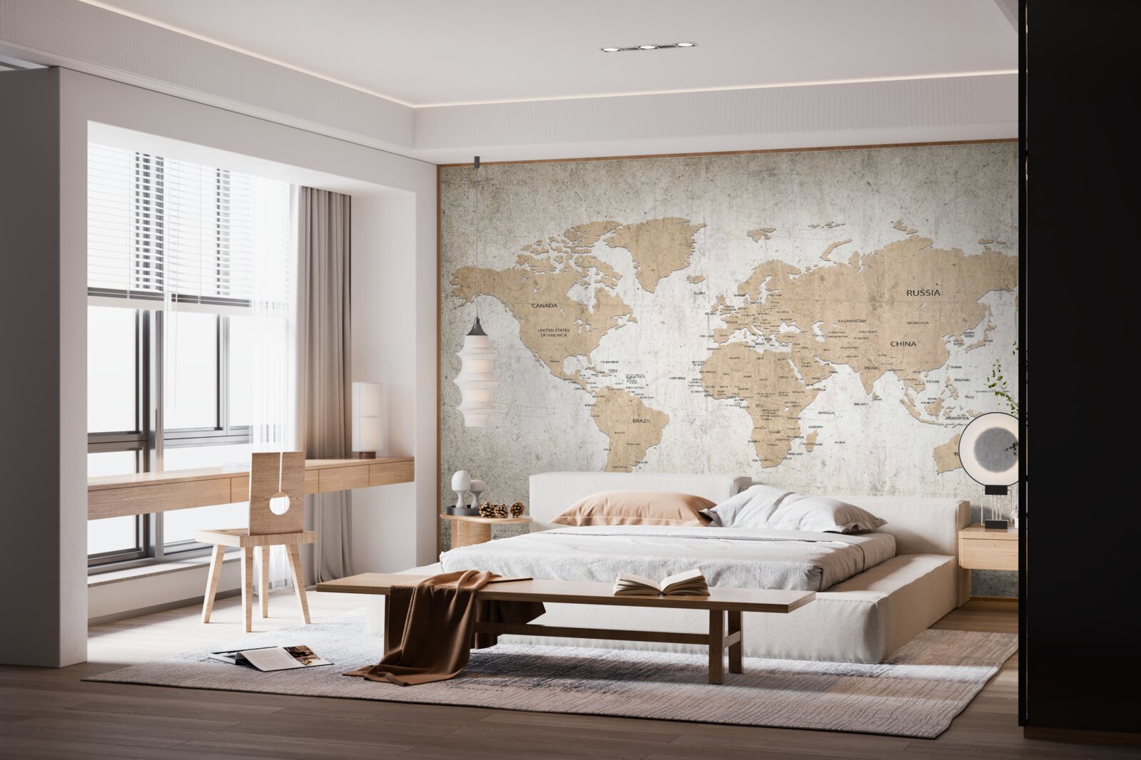 Fototapeta umiarkowany geograficzny obraz świata na ścianie